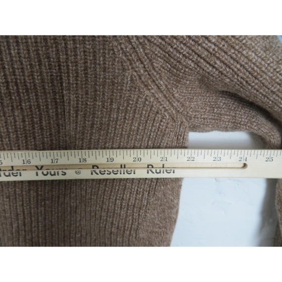 L.L.Bean Sweater Mens XL Brown Merino Lambswool Quarter Zip Mock Neck Rib Knit - Picture 6 of 7